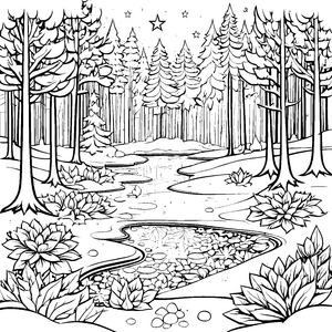 Der Weg der Sterne durch den Weihnachtswald malen