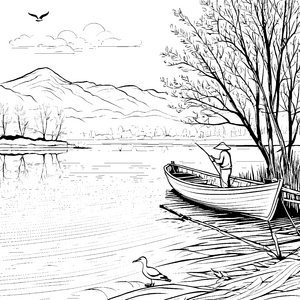 Malen mit Fischerbooten an der Küste bei Bergen
