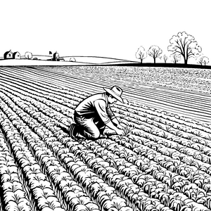Engagierter Landwirt bei der Aussaat Malvorlage für neugierige Gartenfreunde