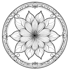Fantasievolles Mandala mit leuchtenden Blumen für neugierige Künstler