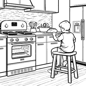 Mein erstes Küchenabenteuer: Ein Ausmalbild für Kinder