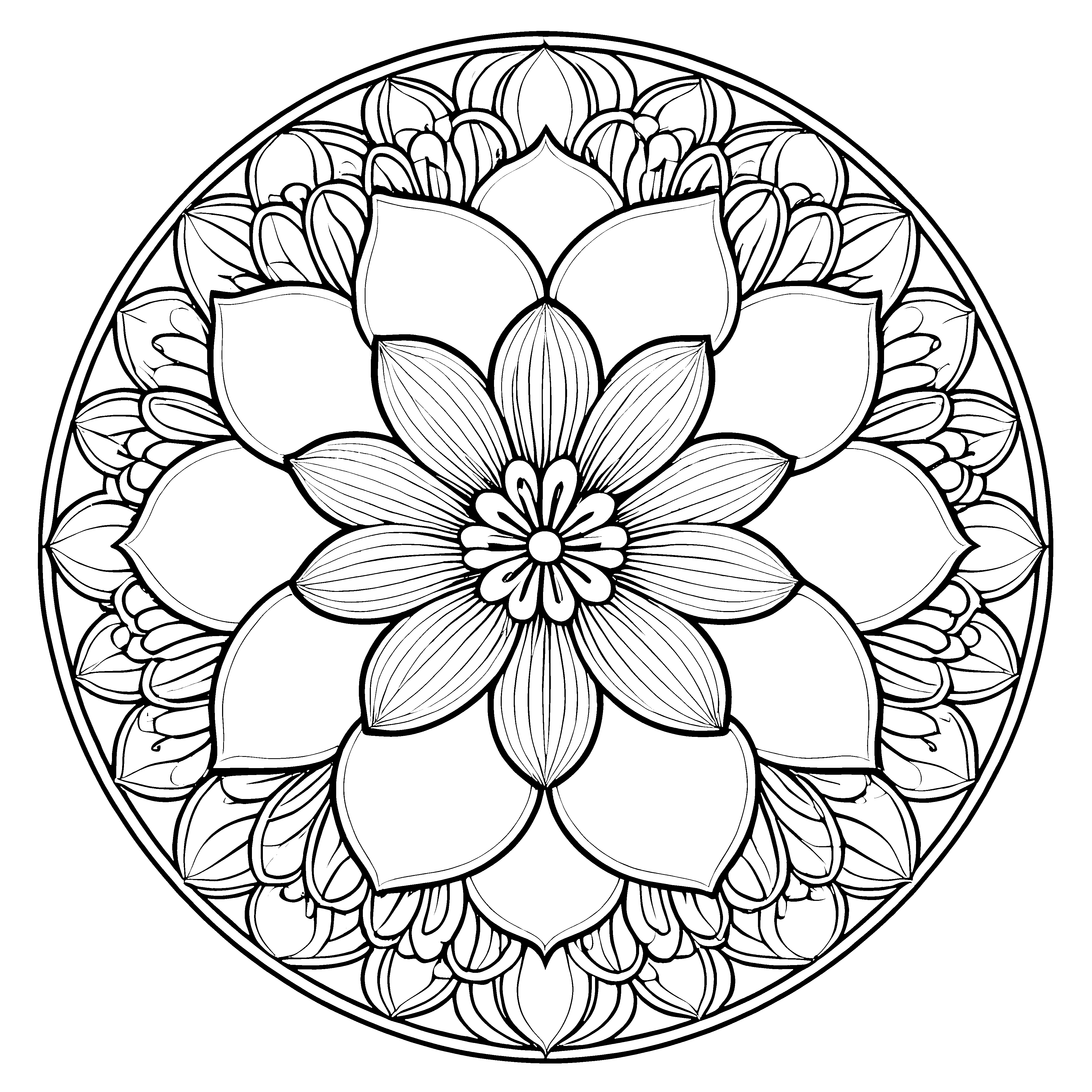 Strahlendes Mandala mit prächtigen Blumen Ausmalmotiv für inspirierte Farbentdecker