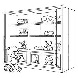 Mein Schrank voller Spielsachen zum Ausmalen