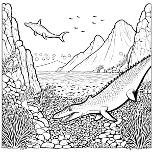 Mosasaurus im Urzeitmeer: Ein großes Ausmalspiel für Kinder