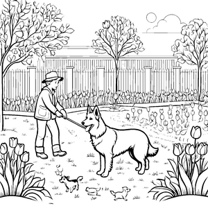 Hofhunde im Garten: Ein großes Abenteuer zum Ausmalen