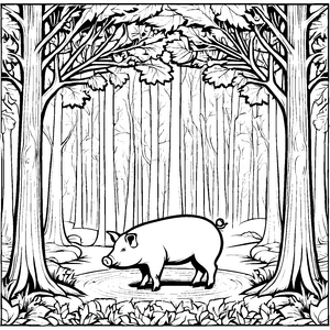 Hängebauchschwein beim fröhlichen Schlammspielen Ausmalvorlage für kleine Naturentdecker
