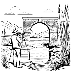Der Fotograf vor dem Bogen: Eine Landschaftsaufnahme zum Ausmalen