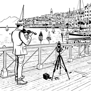 Das Fotoabenteuer des kleinen Fotografen am Hafen