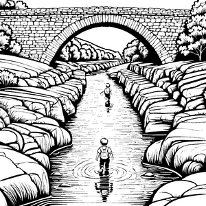 Malen wir die gemauerten Bogenbrücken über den Fluss