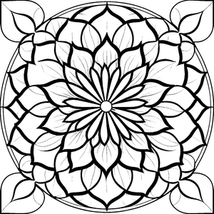 Fantasievolles Mandala mit kunstvollen Blüten für kreative Erforscher