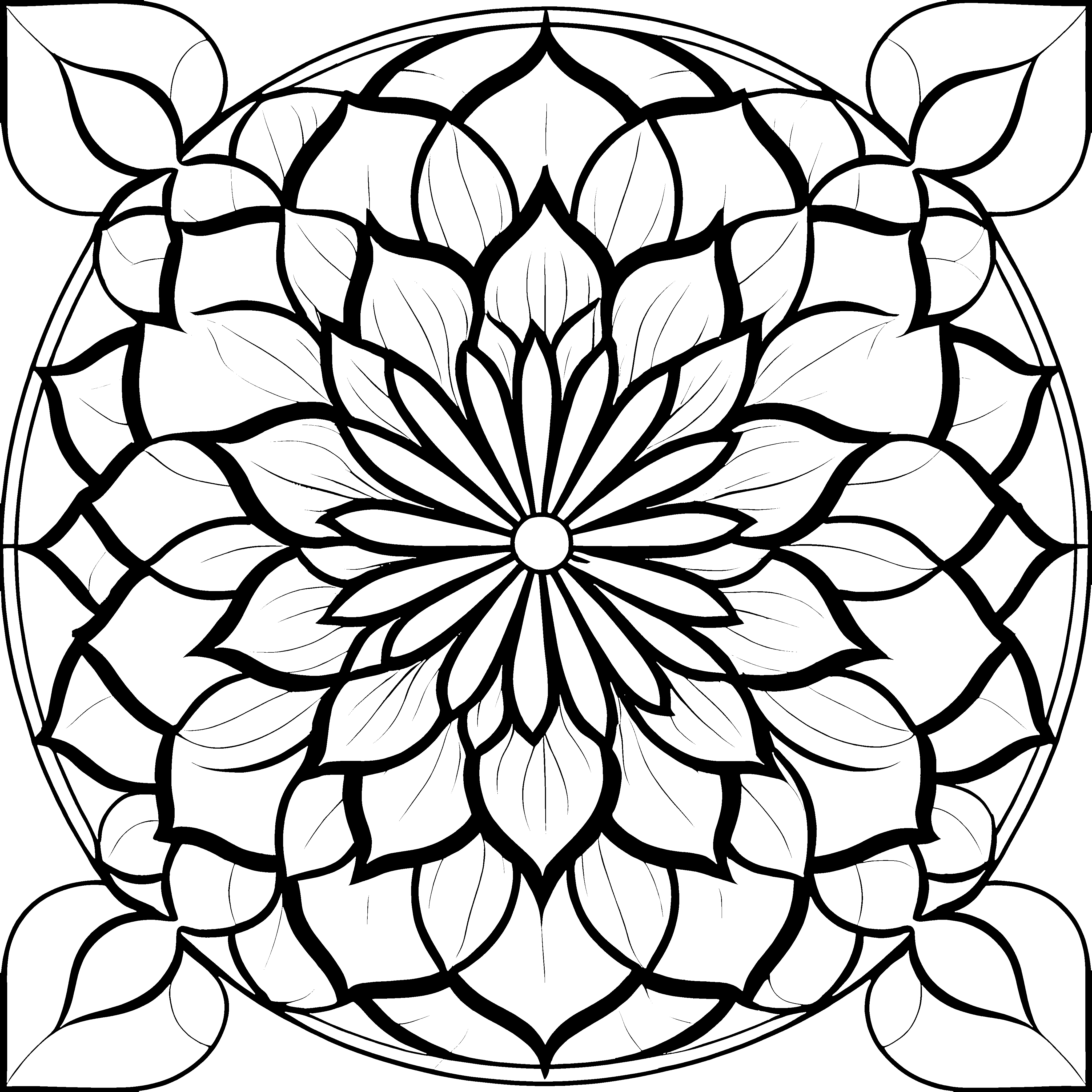 Fantasievolles Mandala mit kunstvollen Blüten für kreative Erforscher
