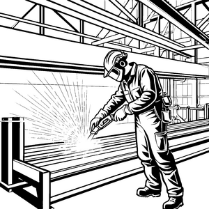 Futuristischer Schweißer bei der Arbeit Ausmalvorlage für kleine Technikfans