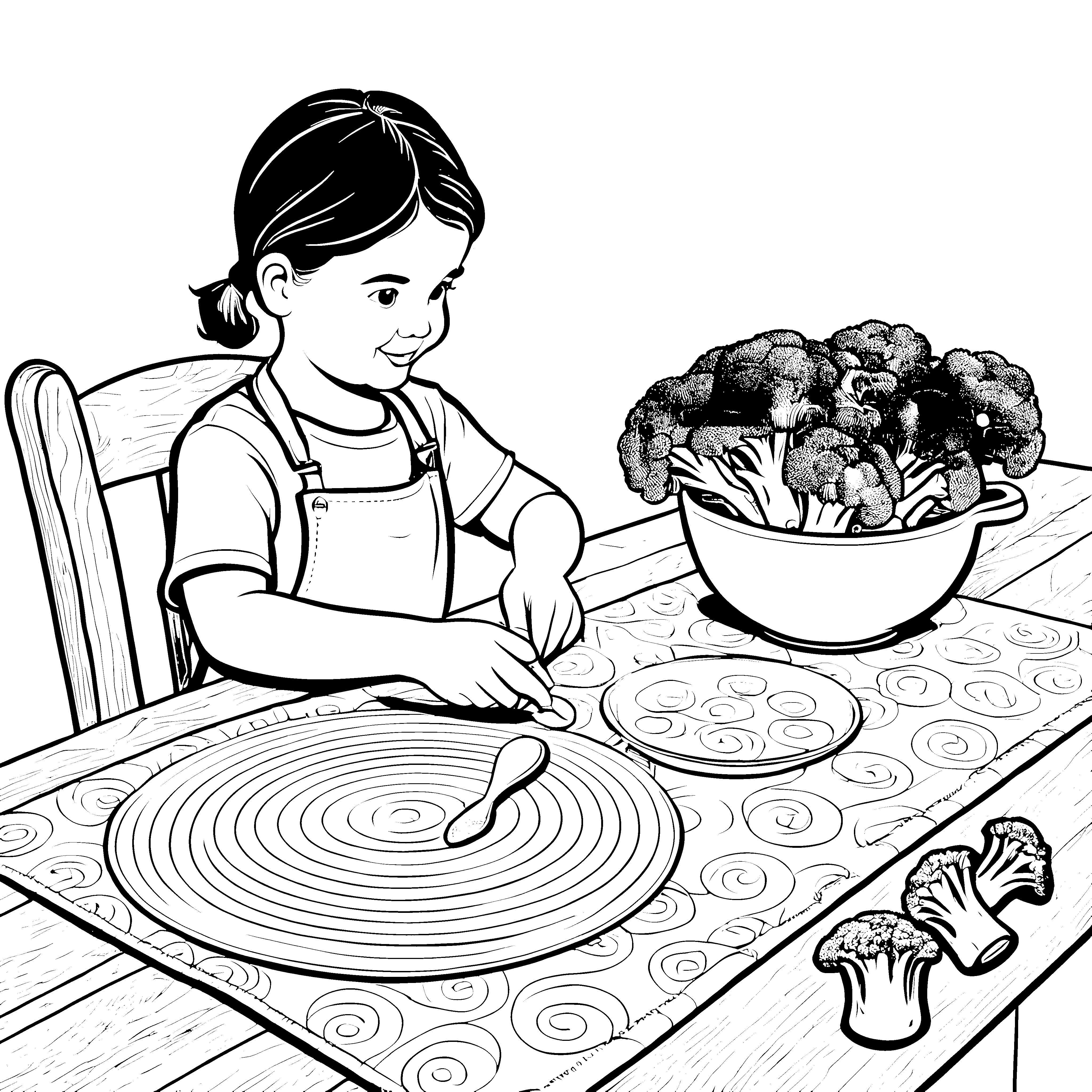 Brokkoli malen: Die kleine Köchin bereitet gesundes Essen zu