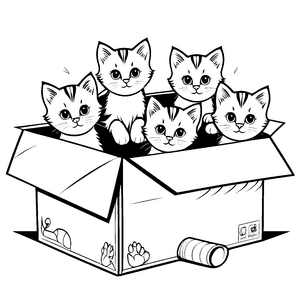 Katzen im Karton: Ein lustiges Ausmalspiel für Kinder