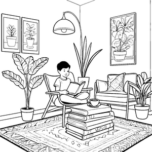 Mein gemütlicher Relaxsessel mit Büchern zum Ausmalen