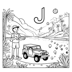 Tropische Buchstabenreise: Ein J im Palmenurlaub malen