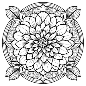 Bezauberndes Mandala mit floralen Details Malvorlage für junge Kunstschöpfer
