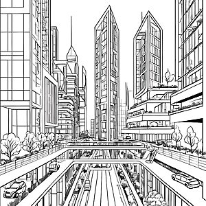Mega-City: Ein Abenteuer in futuristischen Wolkenkratzern zum Ausmalen