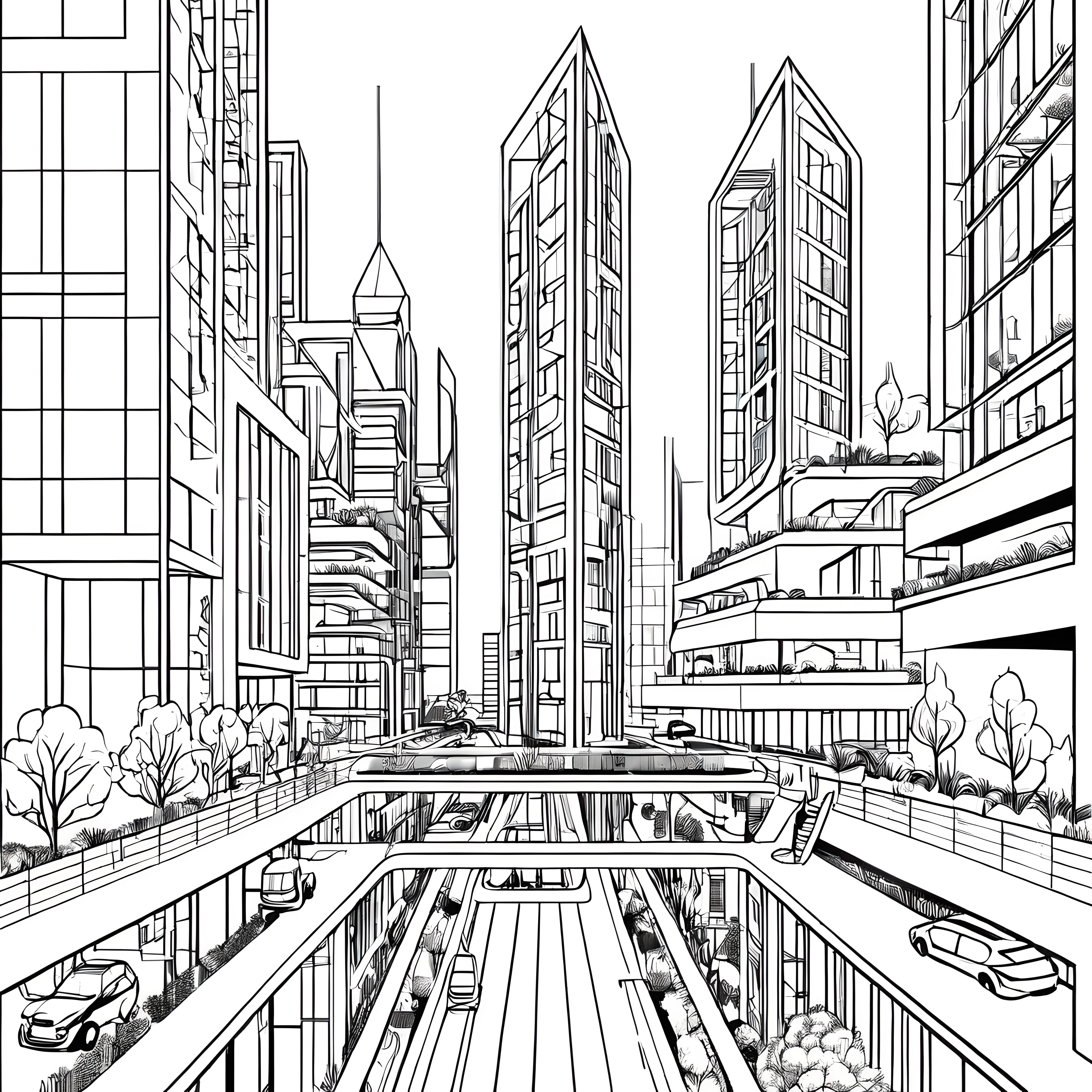 Mega-City: Ein Abenteuer in futuristischen Wolkenkratzern zum Ausmalen