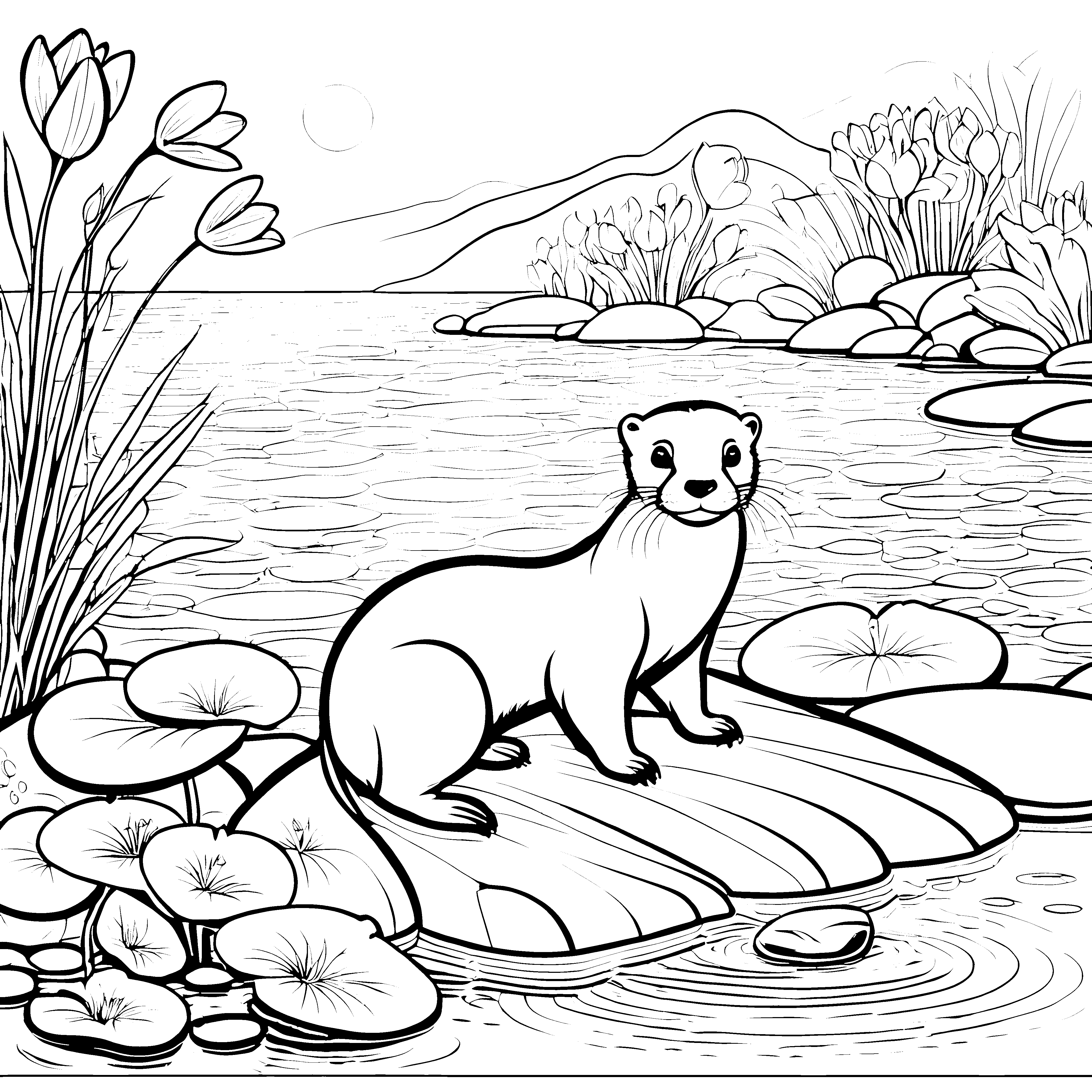 Der Otter auf der Seeroseninsel malen Bild