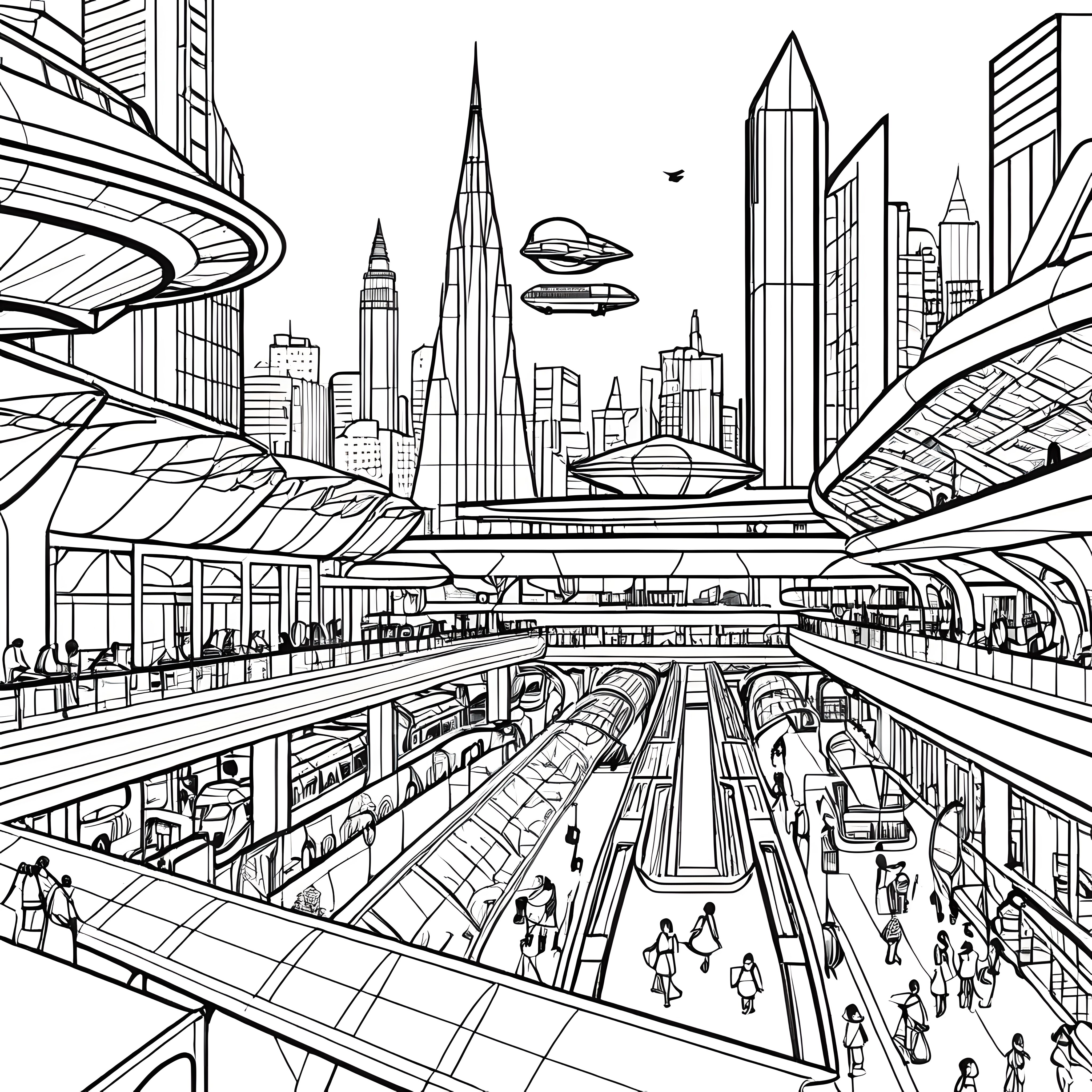 Malen wir die futuristische Stadt mit fliegenden Autos