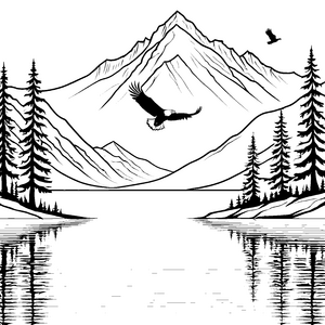 Faszinierender Adler im majestätischen Hochland Ausmalvorlage für junge Naturliebhaber