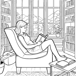 Gemütliche Lesestunde in meinem großen Relaxsessel mit Bücherblick