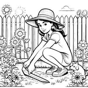 Gartenzauber: Schaufel und Sonnenblumen im Abenteuer.