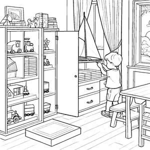 Mein Kinderzimmer mit vielen Schränken zum Ausmalen