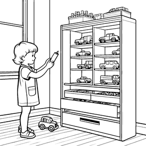 Mein Spielzeugschrank voller Autos zum Ausmalen