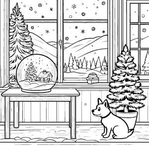 Schneekugelzauber: Ein winterliches Häuschen zum Ausmalen für Kinder