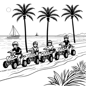 Spannendes Quad-Rennen am Strand Ausmalbild für abenteuerlustige Entdecker