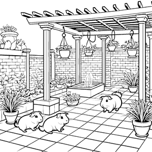 Meerschweinchen im Patio: Ein gemütlicher Tag unter der Pergola