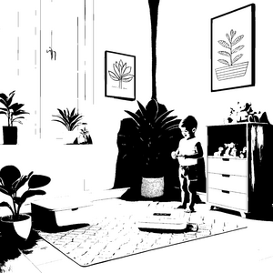 Schicke Personenwaage im modernen Wohnzimmer Ausmalbild für kleine Wohnraumdesigner