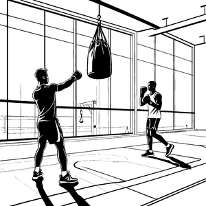 Kraftvoller Schlag an beeindruckendem Boxsack Malvorlage für sportliche Champions