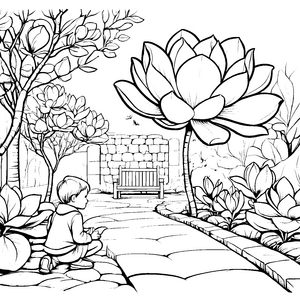 Blütenzauber der Magnolien: Ein Ausmalbild für Kinder