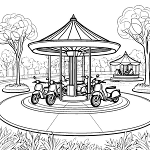 Mopeds im Park: Ein schönes Ausmalspiel für Kinder