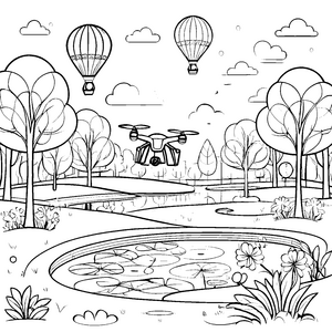 Drohnen über dem Teich: Ein Ausmalspaß mit Luftballons im Park