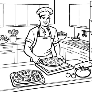 Mein erstes Pizzabäcker-Abenteuer zum Ausmalen für Kinder