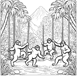 Gorillen-Abenteuer im Dschungel: Malspaß mit Familie und Natur.