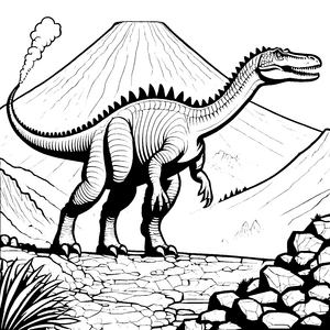 Spinosaurus auf dem Abenteuerweg Ausmalbild für kleine Entdecker