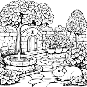 Meerschweinchen im Garten: Ein gemütlicher Tag am Brunnen