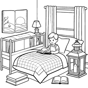 Geschichtenzeit im Schlafzimmer mit dem Nachttisch