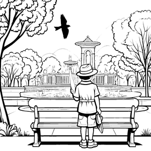 Der Gentleman mit dem Hut spaziert durch den Park