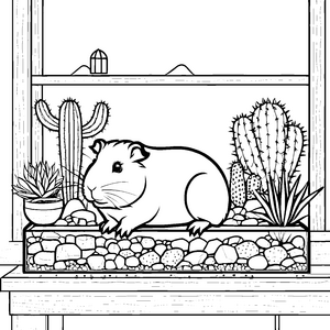 Mein Meerschweinchen im Kaktuskäfig zum Ausmalen