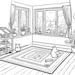 Meerschweinchen im Wohnzimmer: Ein gemütliches Ausmalspiel