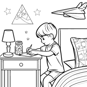 Mein Nachttisch: Zeichnen mit Papierflugzeugen am Abend