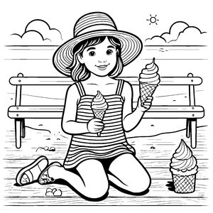 Sommerlicher Nachmittag mit leckeren Eiscreme-Desserts zum Ausmalen