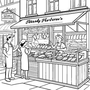 Malen wir den Metzgerladen: Wurst und Fleisch beim Fachverkäufer.