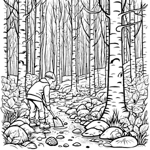 Trüffel suchen im Wald: Ein Ausmalspaß für Kinder